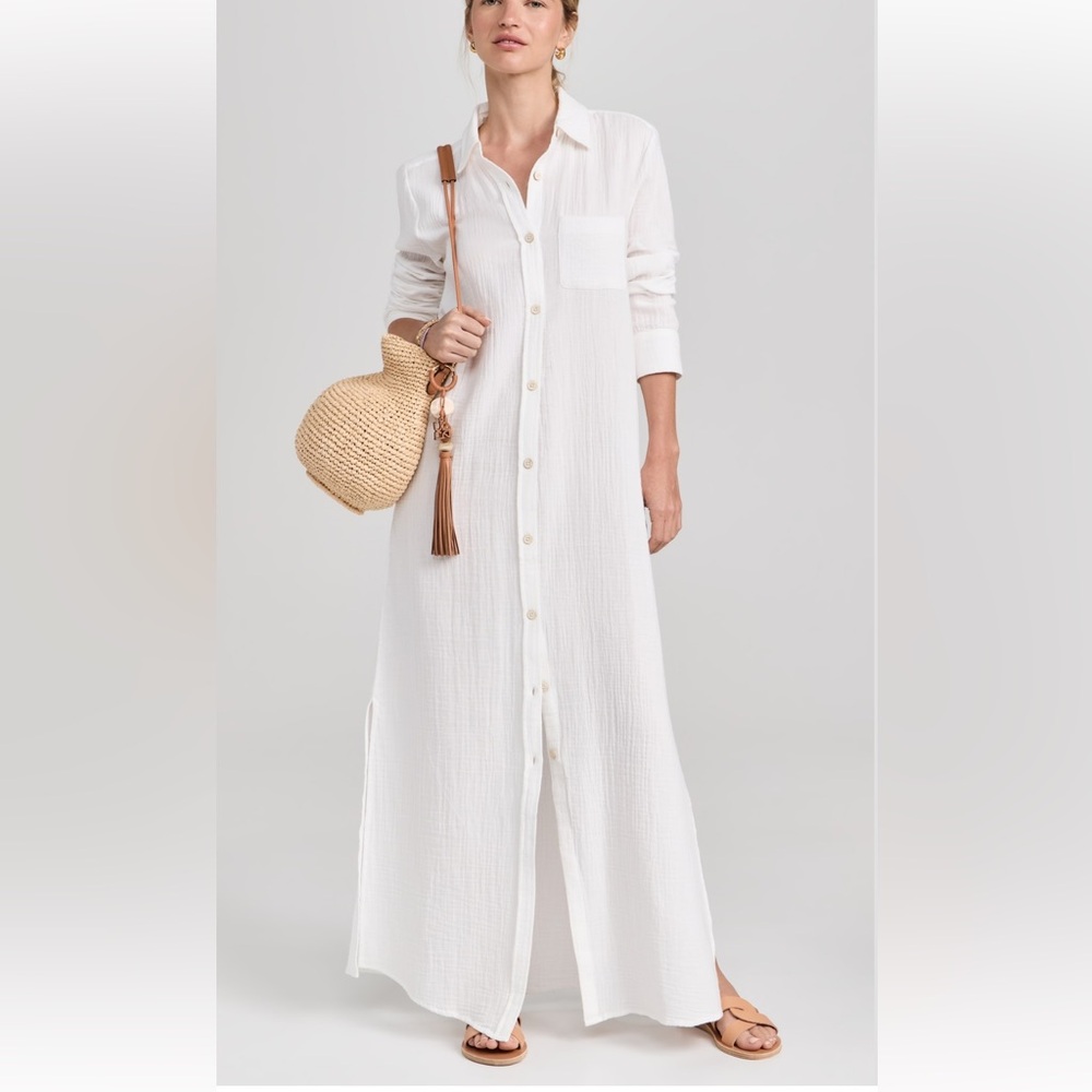 Faherty Dream Organic Cotton Gauze Maxi Shirtdress - Picture 2 of 4